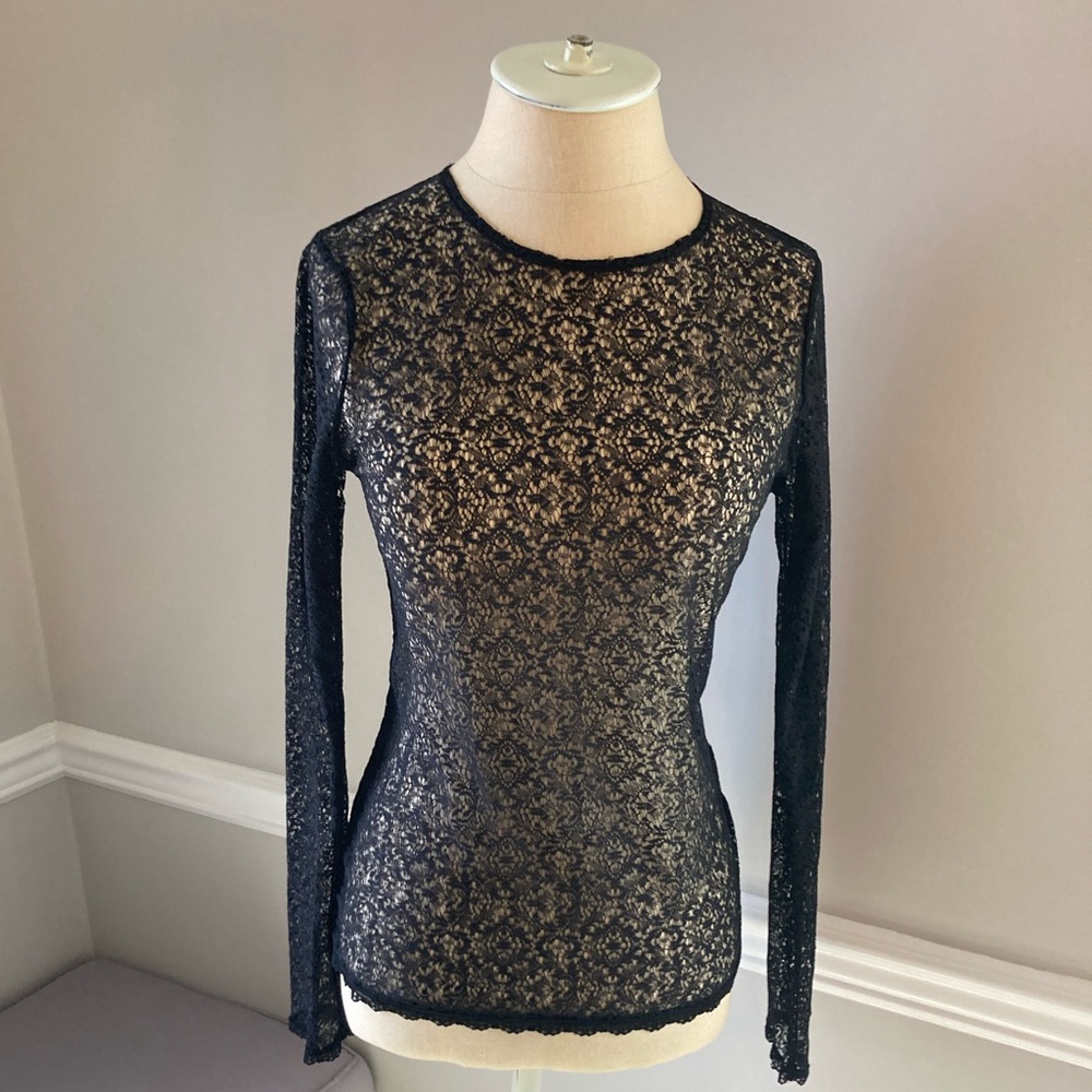 French Connection Black Lace Layering Top